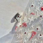 3D Gothic Spider Nail Stickers | Dark Romance Rose & Cross Rhinestone Nail Decals