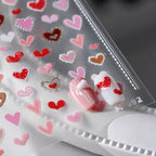 3D Heart Nail Stickers | Y2K Colorful Love Decals For Valentine's Day M692