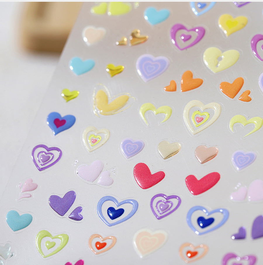 3D Heart Nail Stickers | Y2K Colorful Love Decals For Valentine's Day M692