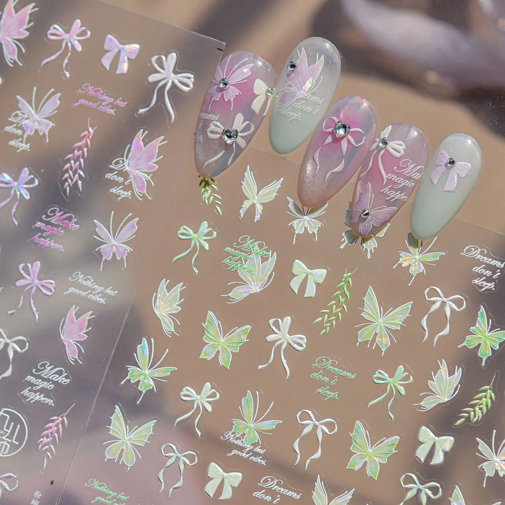 3D Holographic Butterfly & Bow Nail Stickers