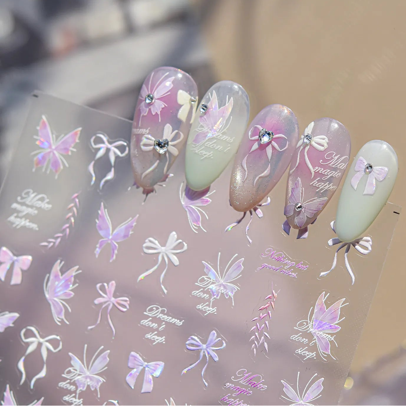 3D Holographic Butterfly & Bow Nail Stickers