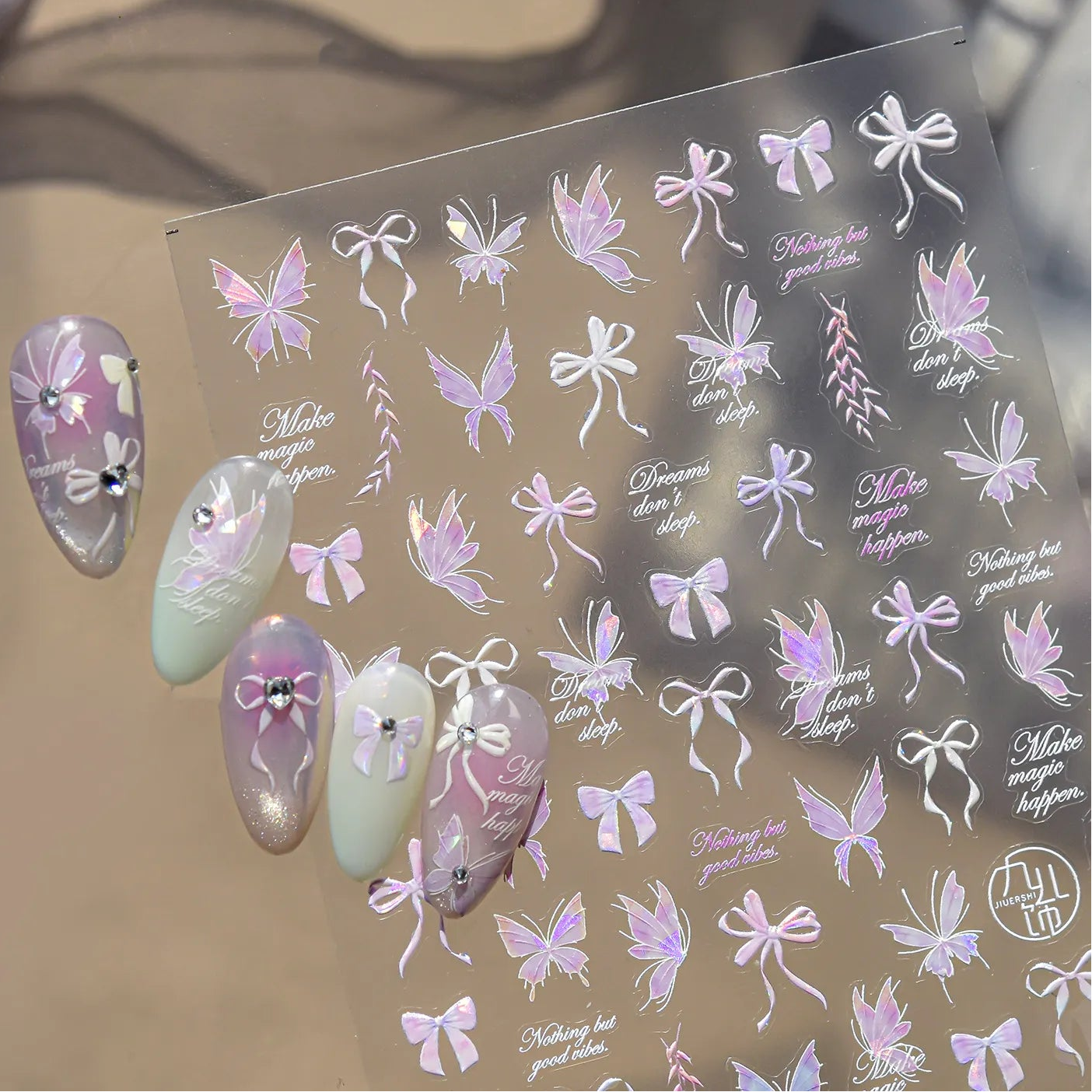 3D Holographic Butterfly & Bow Nail Stickers
