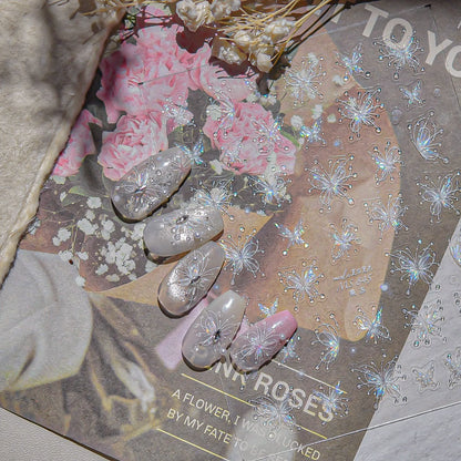 3D Holographic Butterfly Nail Stickers | Fairy Aurora Y2K Nail Art Decals
