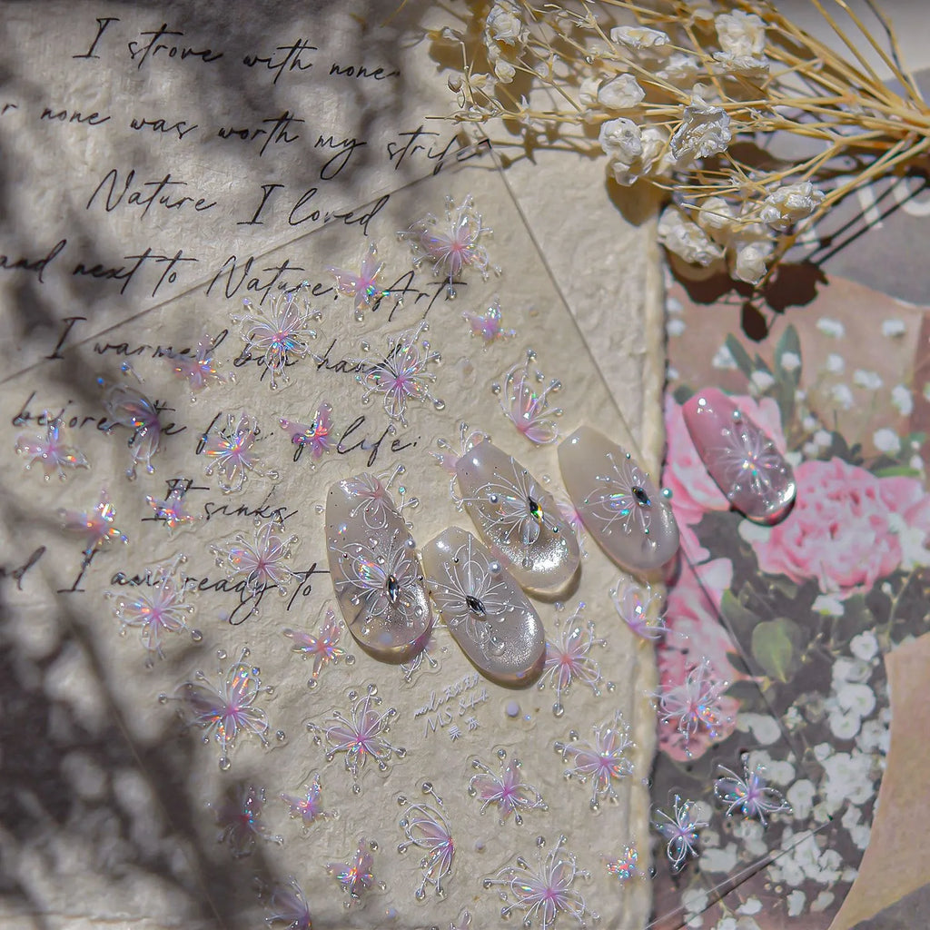 3D Holographic Butterfly Nail Stickers | Fairy Aurora Y2K Nail Art Decals