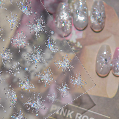 3D Holographic Butterfly Nail Stickers | Fairy Aurora Y2K Nail Art Decals