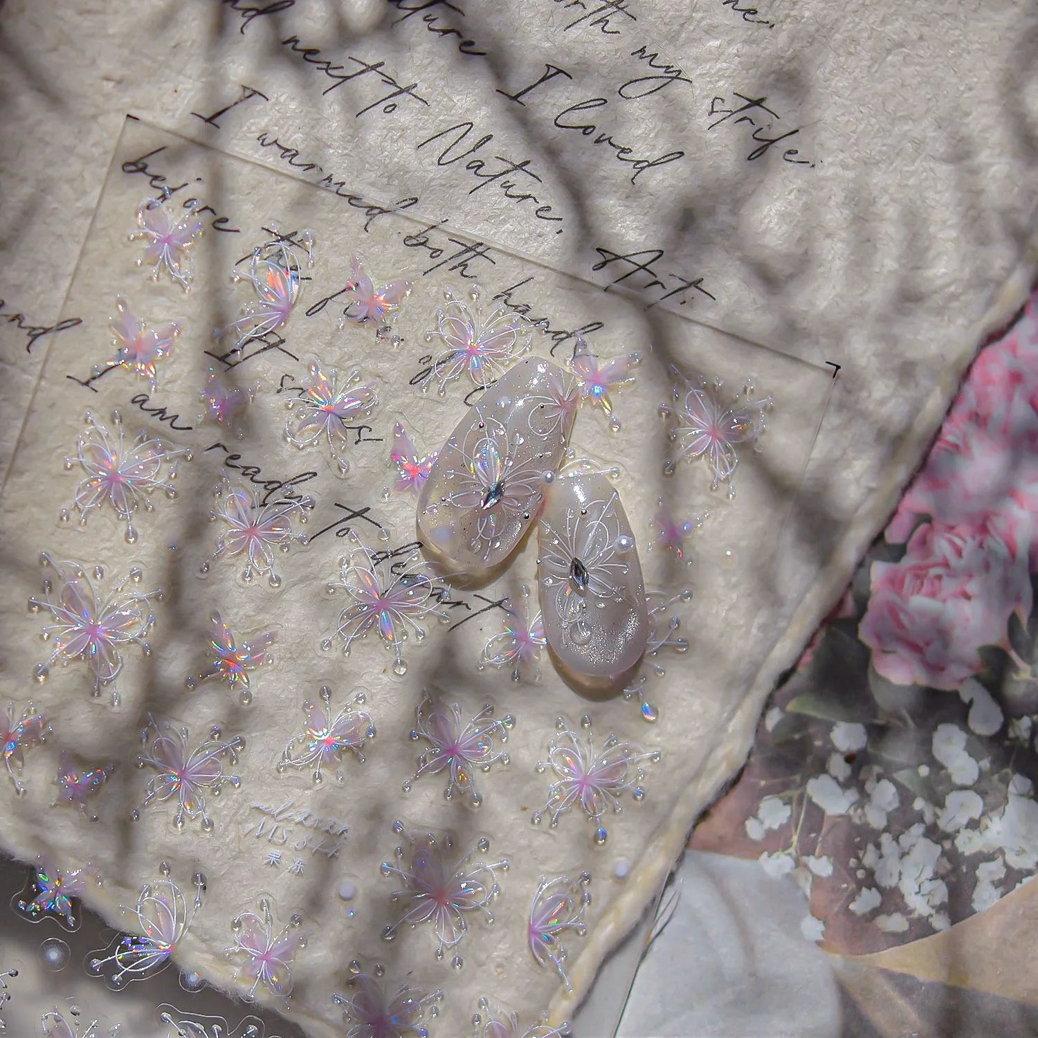 3D Holographic Butterfly Nail Stickers | Fairy Aurora Y2K Nail Art Decals