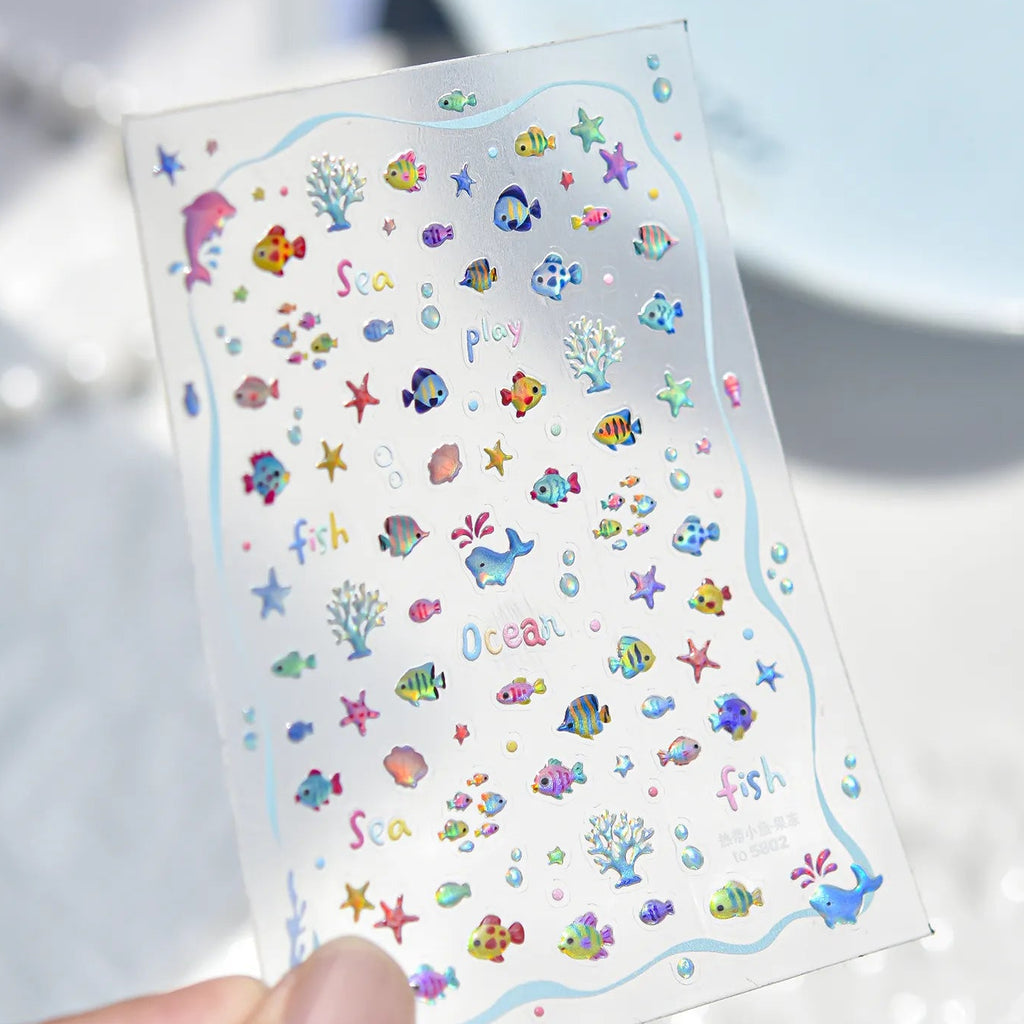 3D Holographic Tropical Fish Nail Stickers - Summer Mermaid Decals