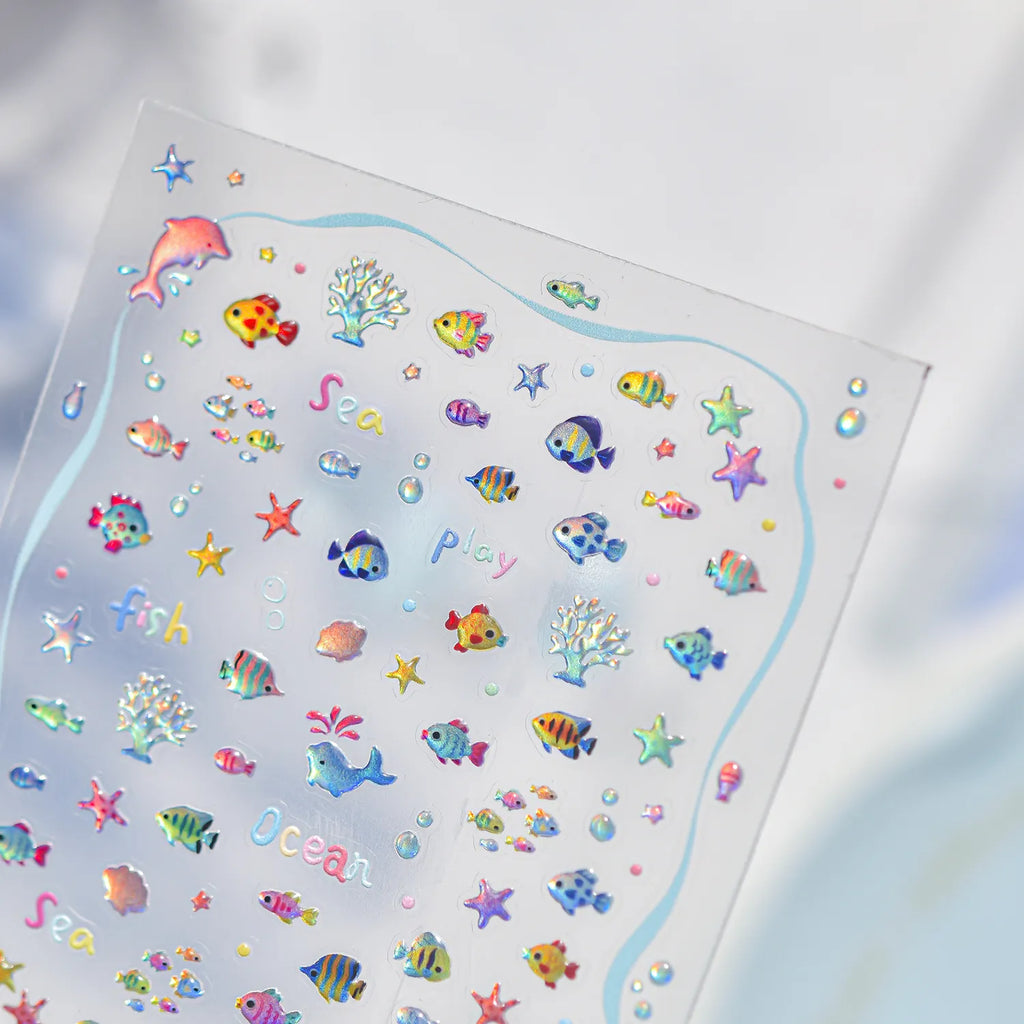 3D Holographic Tropical Fish Nail Stickers - Summer Mermaid Decals