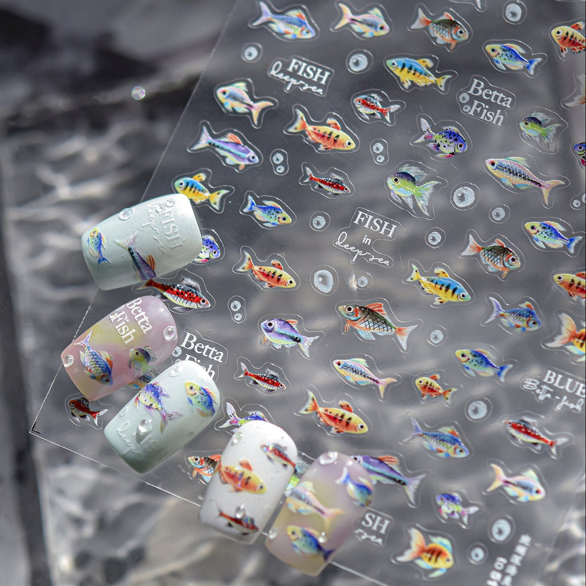 3D Holographic Tropical Fish Nail Stickers - Summer Mermaid Decals 5176