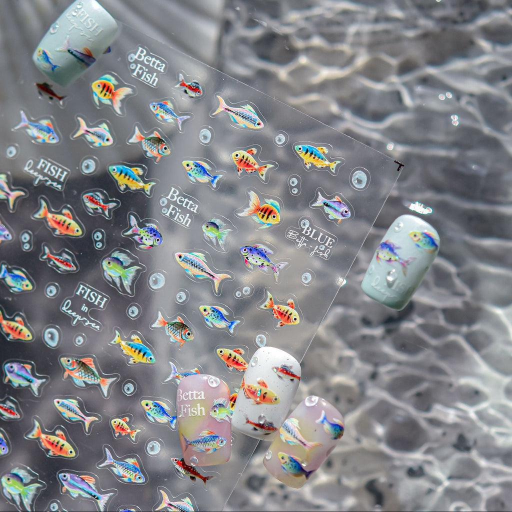 3D Holographic Tropical Fish Nail Stickers - Summer Mermaid Decals 5176