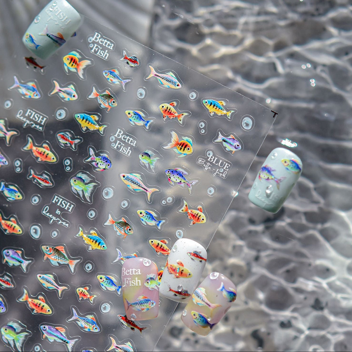 3D Holographic Tropical Fish Nail Stickers - Summer Mermaid Decals 5176