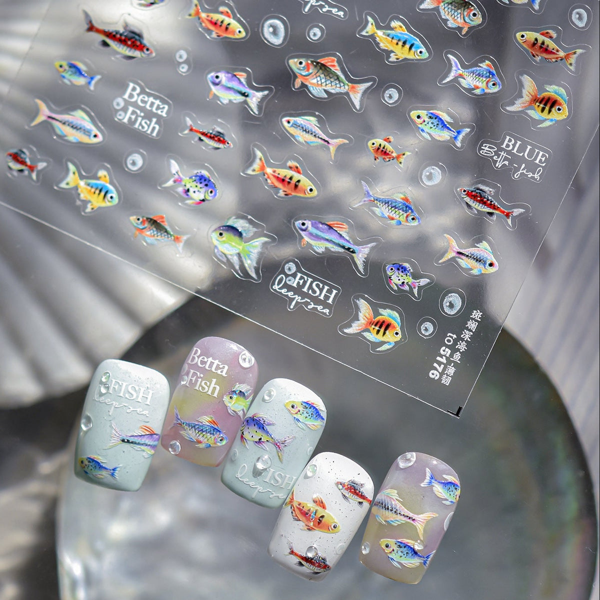 3D Holographic Tropical Fish Nail Stickers - Summer Mermaid Decals 5176