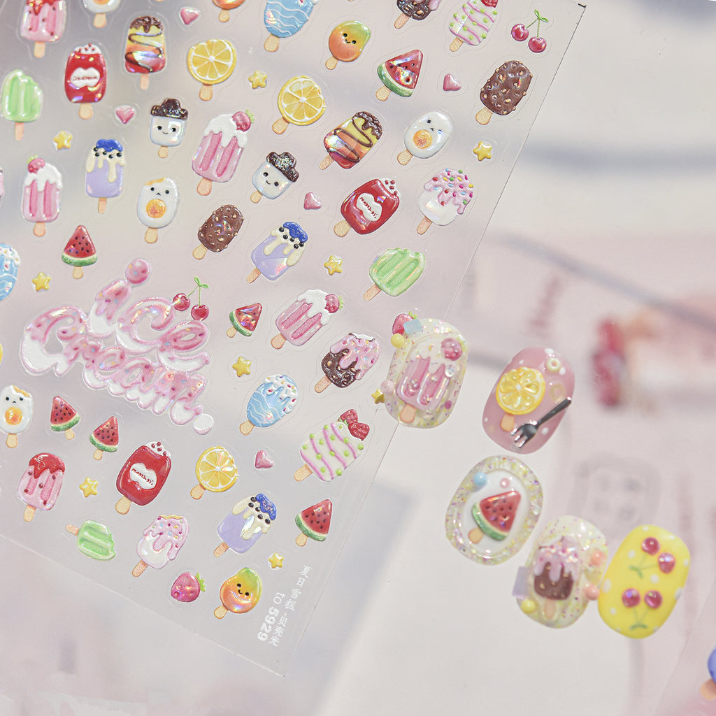 3D Ice Cream Popsicle Nail Stickers 5928