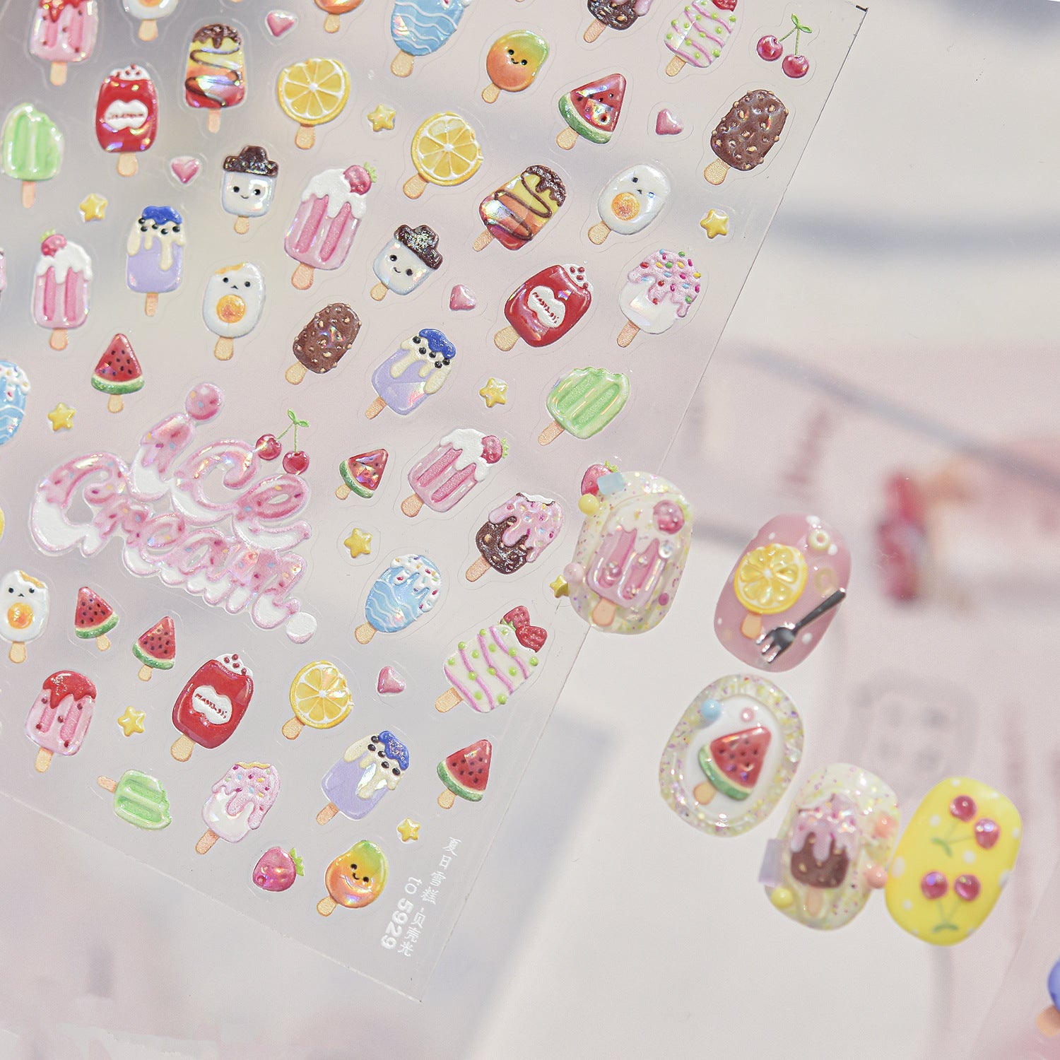 3D Ice Cream Popsicle Nail Stickers 5928