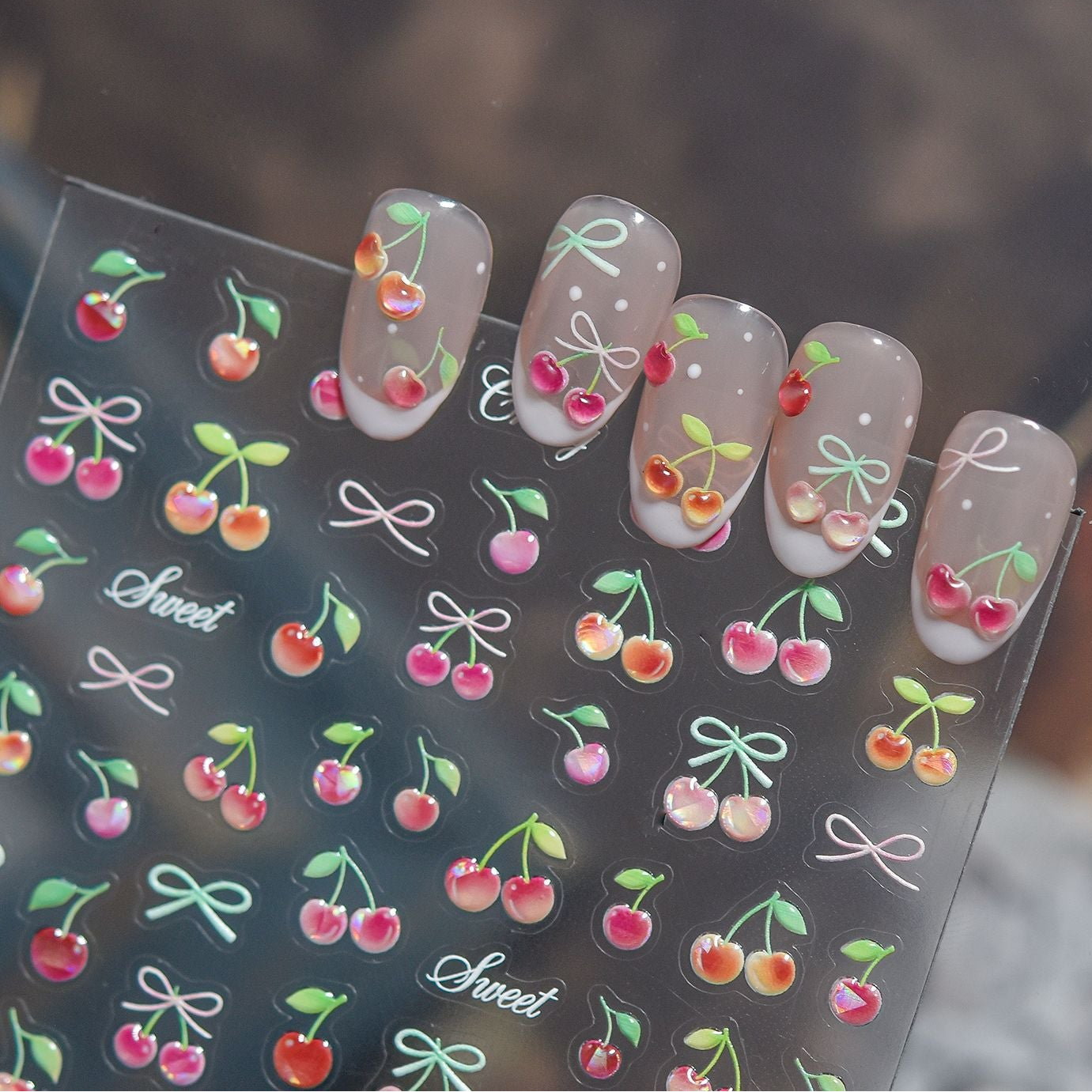 3D Jelly Fruit Nail Stickers - Summer Cherry & Pineapple Decals 5898