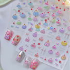 3D Kawaii Dessert Nail Stickers - Coquette Pudding Decals