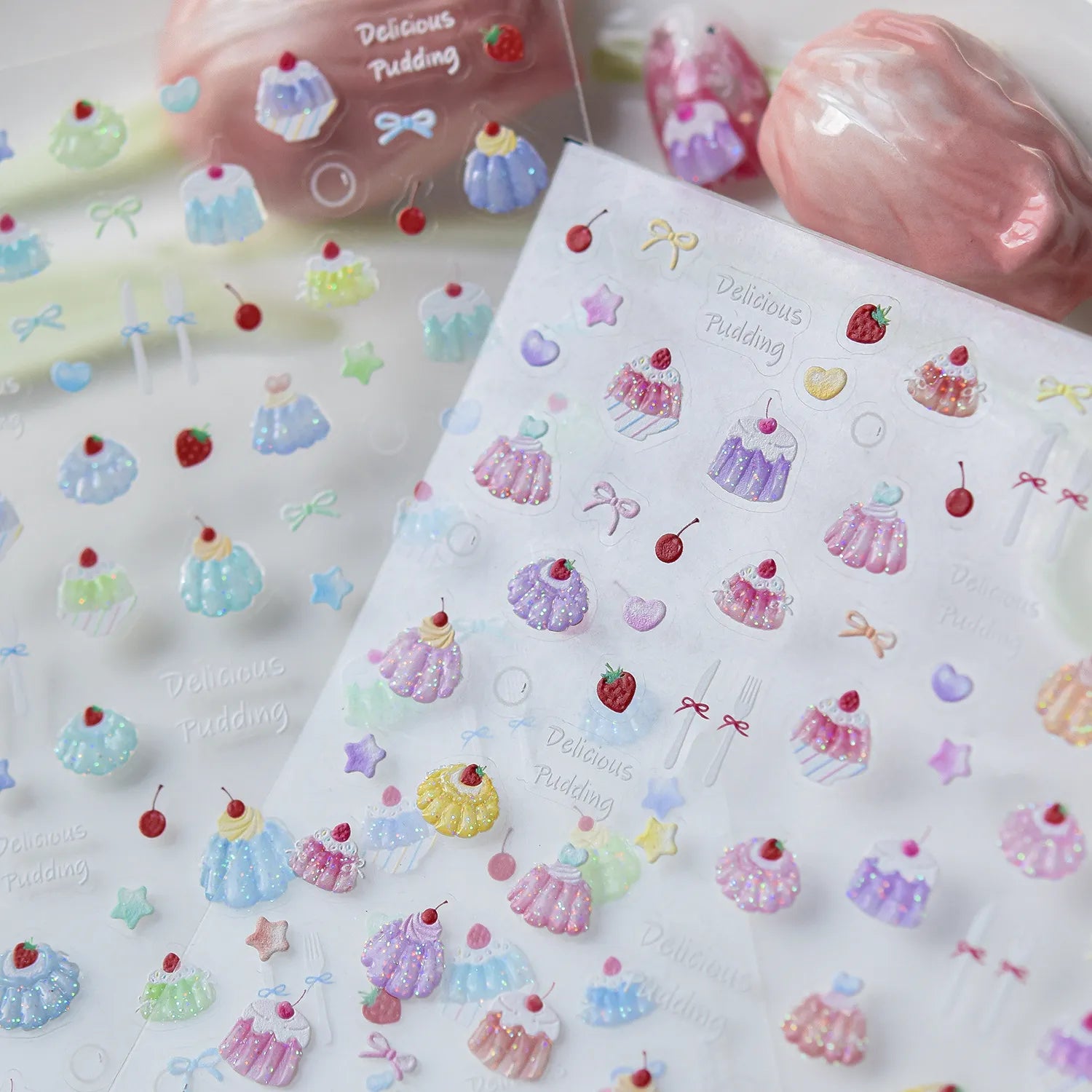 3D Kawaii Dessert Nail Stickers - Coquette Pudding Decals