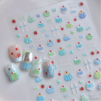 3D Kawaii Dessert Nail Stickers - Coquette Pudding Decals