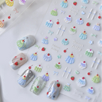 3D Kawaii Dessert Nail Stickers - Coquette Pudding Decals