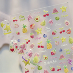 3D Kawaii Fruit Nail Art Stickers - Summer Grape Cherry Peach Decals