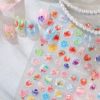 3D Kawaii Ice Cube & Fruit Jelly Nail Stickers
