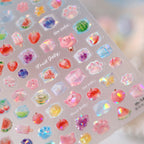 3D Kawaii Ice Cube & Fruit Jelly Nail Stickers