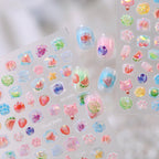 3D Kawaii Ice Cube & Fruit Jelly Nail Stickers