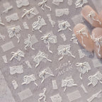 3D Lace Bow Nail Art Stickers - Elegant DIY Wedding Manicure Decals