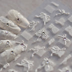 3D Lace Bow Nail Art Stickers - Elegant DIY Wedding Manicure Decals