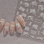 3D Lace Bow Nail Art Stickers - Elegant DIY Wedding Manicure Decals