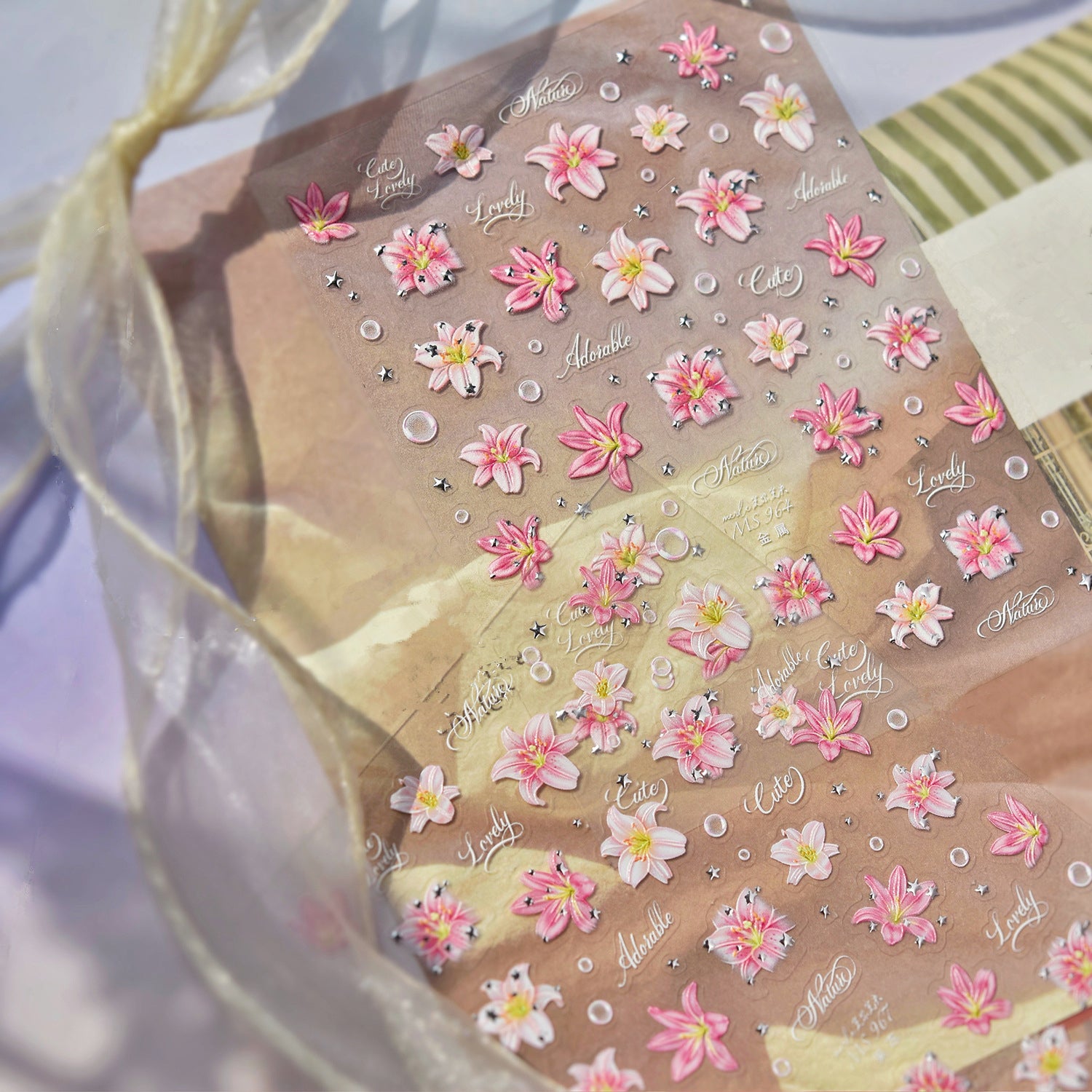 3D Lily Nail Stickers - Aesthetic Floral Manicure Decals 