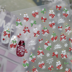 3D Luxury Christmas Nail Stickers - Elegant Bows, Pearls, Snowflakes Series 