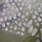 3D Luxury Christmas Nail Stickers - Elegant Bows, Pearls, Snowflakes Series 
