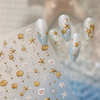 3D Mermaid Ocean Nail Stickers - Shell, Starfish & Beach Summer Decals