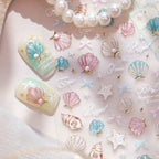 3D Mermaid Ocean Nail Stickers - Shell, Starfish & Beach Summer Decals 471