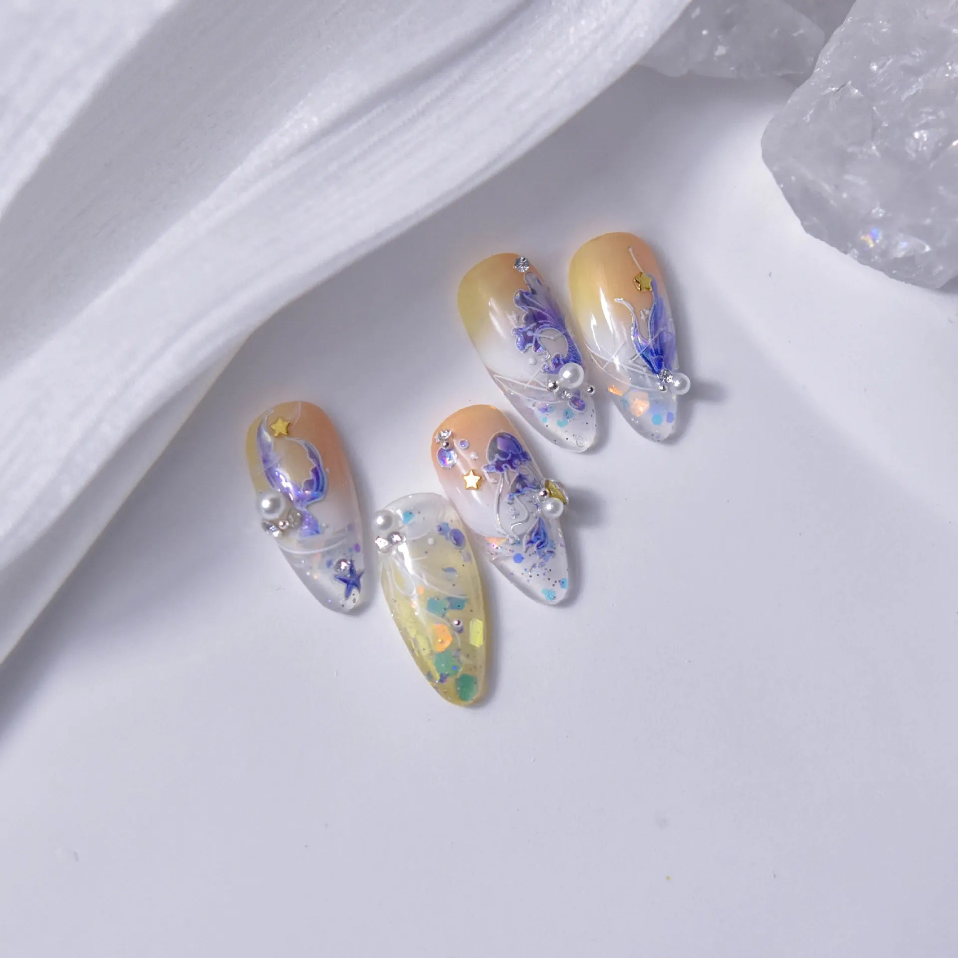 3D Mermaid Tail Nail Stickers – UltraThin Ocean Vives Nail Art Decals 