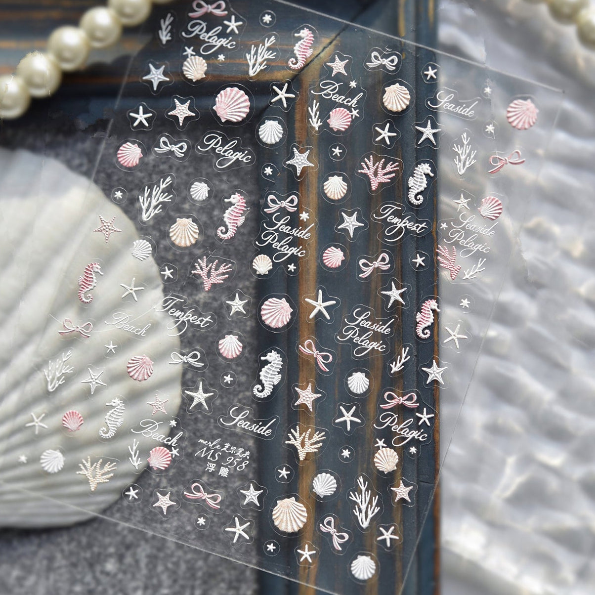 3D Mermaidcore Ocean Nail Stickers - Seashell & Starfish Decals