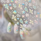 3D Mermaidcore Starfish & Shell Nail Stickers - Pastel Ocean Decals 473