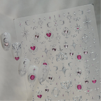 3D Metallic Celestial Nail Stickers - Vintage Heart & Moon Decals 5969