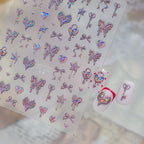 3D Metallic Cyber Goth Butterfly Heart Nail Stickers Chrome Decals 1016