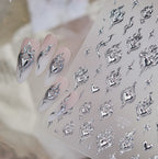3D Metallic Cyber Goth Butterfly Heart Nail Stickers Chrome Decals 1016