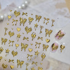 3D Metallic Cyber Goth Butterfly Heart Nail Stickers Chrome Decals 1016