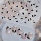 3D Metallic Floral Nail Stickers - Elegant Chrome & Pearl Flower Decals