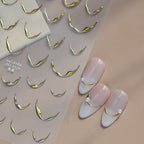 3D Metallic French Line Nail Stickers Gold Silver Chrome Wave Decals 1029
