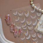 3D Metallic Gold Ribbon French Tip Nail Stickers