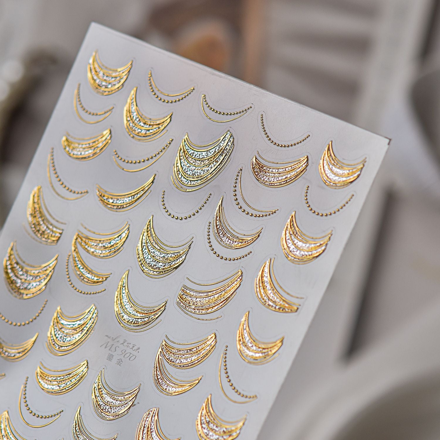 3D Metallic Gold Ribbon French Tip Nail Stickers
