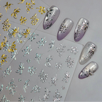 3D Metallic Gold & Silver Botanical Floral Nail Stickers Decals 5657