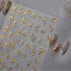 3D Metallic Gold & Silver Botanical Floral Nail Stickers Decals 5657