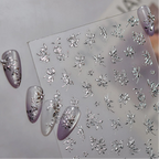 3D Metallic Gold & Silver Botanical Floral Nail Stickers Decals 5657