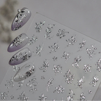 3D Metallic Gold & Silver Botanical Floral Nail Stickers Decals 5657